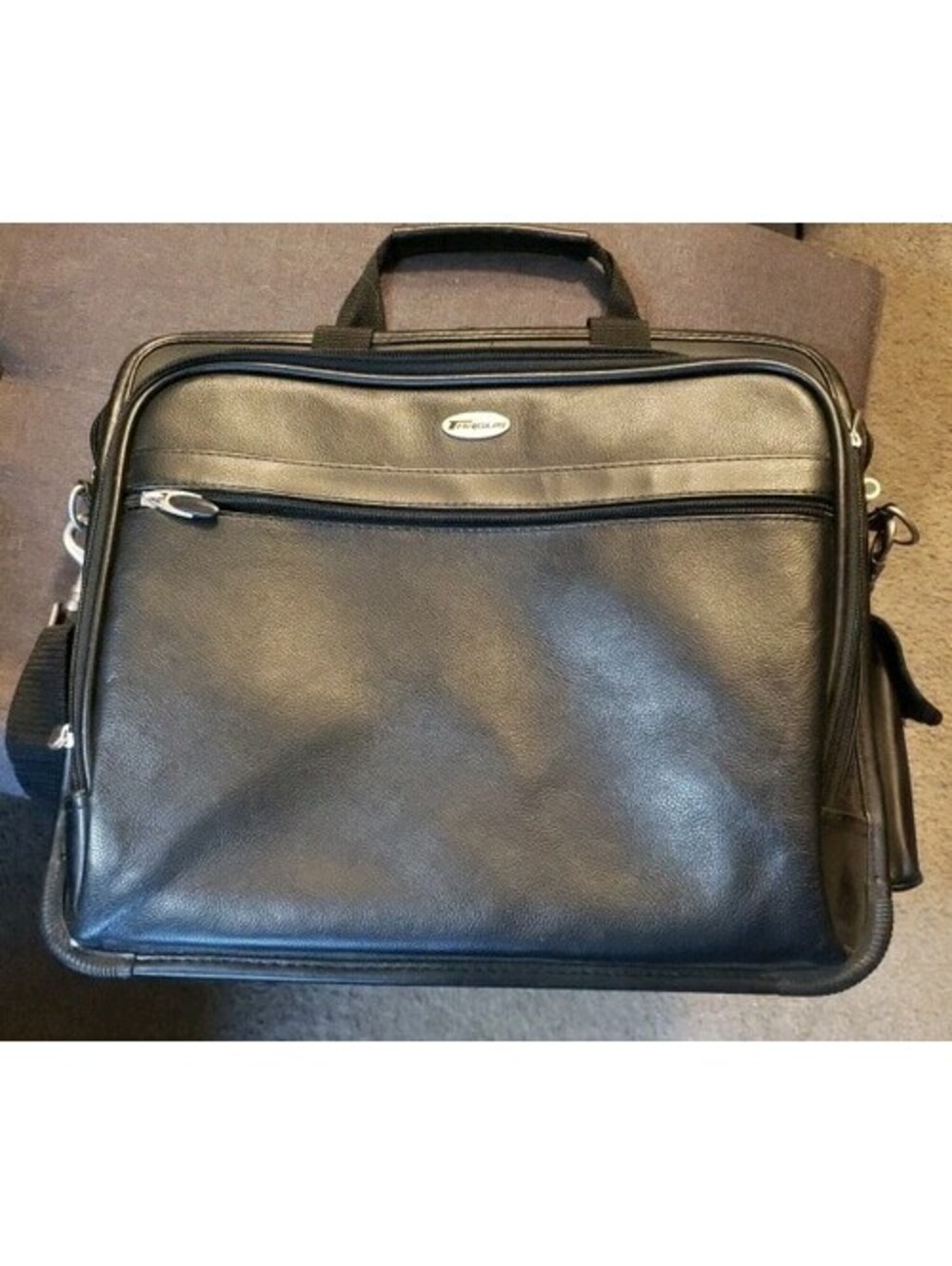 Targus Leather Laptop Case Briefcase Commuter Shoulder Bag Black With Strap